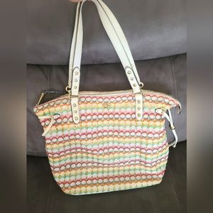 Juicy Couture Crochet Shoulder Bag Purse Ivory and Multicolor